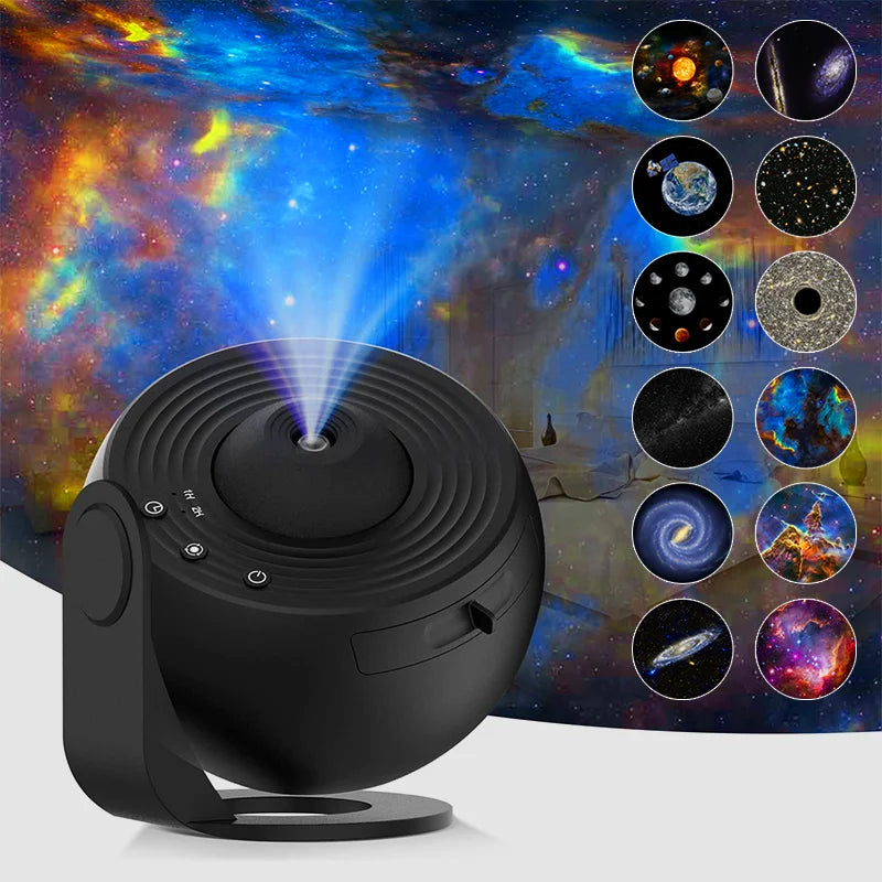 Starry sky projector, planetary lamp with 360° rotation