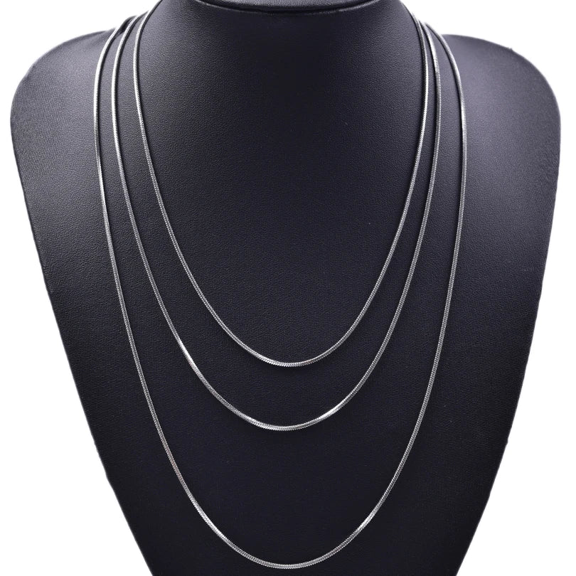 Long stainless steel chain necklace with snake