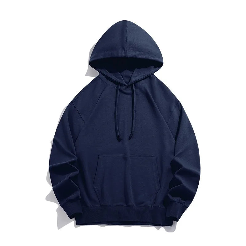 Men's winter jacket with hood and thick fleece lining.