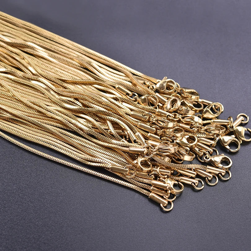 Long stainless steel chain necklace with snake