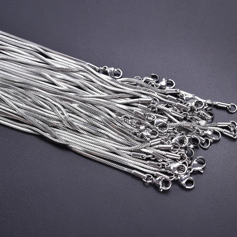 Long stainless steel chain necklace with snake