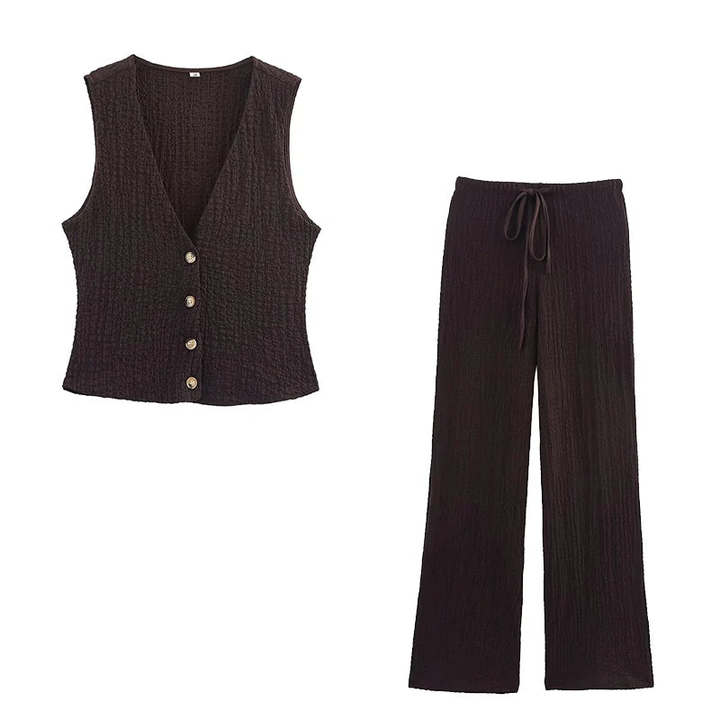 Women's set consisting of a plain tank top and vintage pant