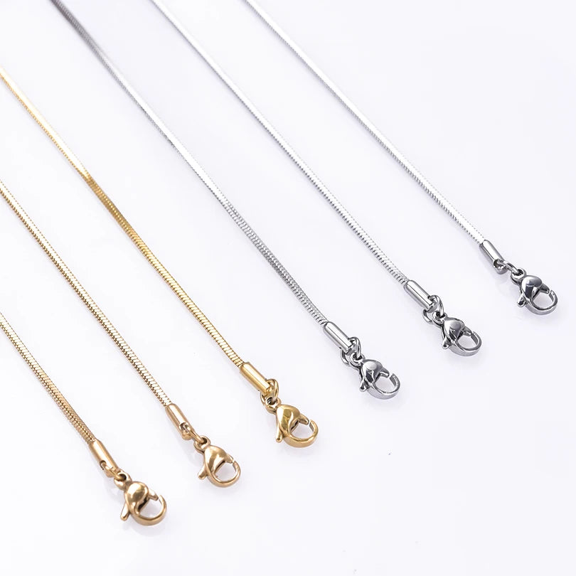 Long stainless steel chain necklace with snake
