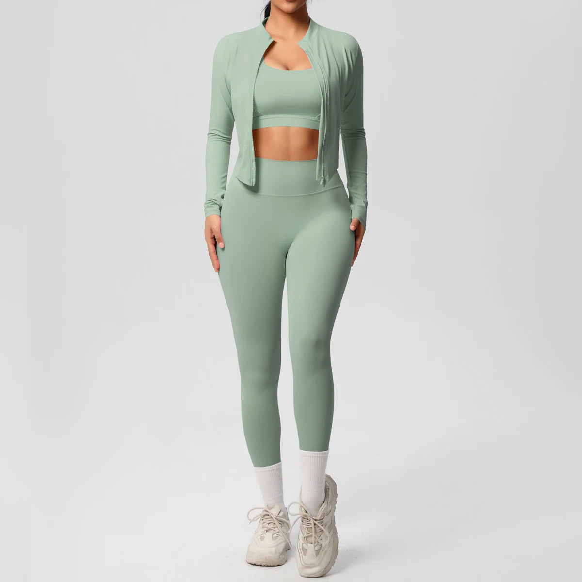 Sports Top, Zip-Up Jacket, Leggings