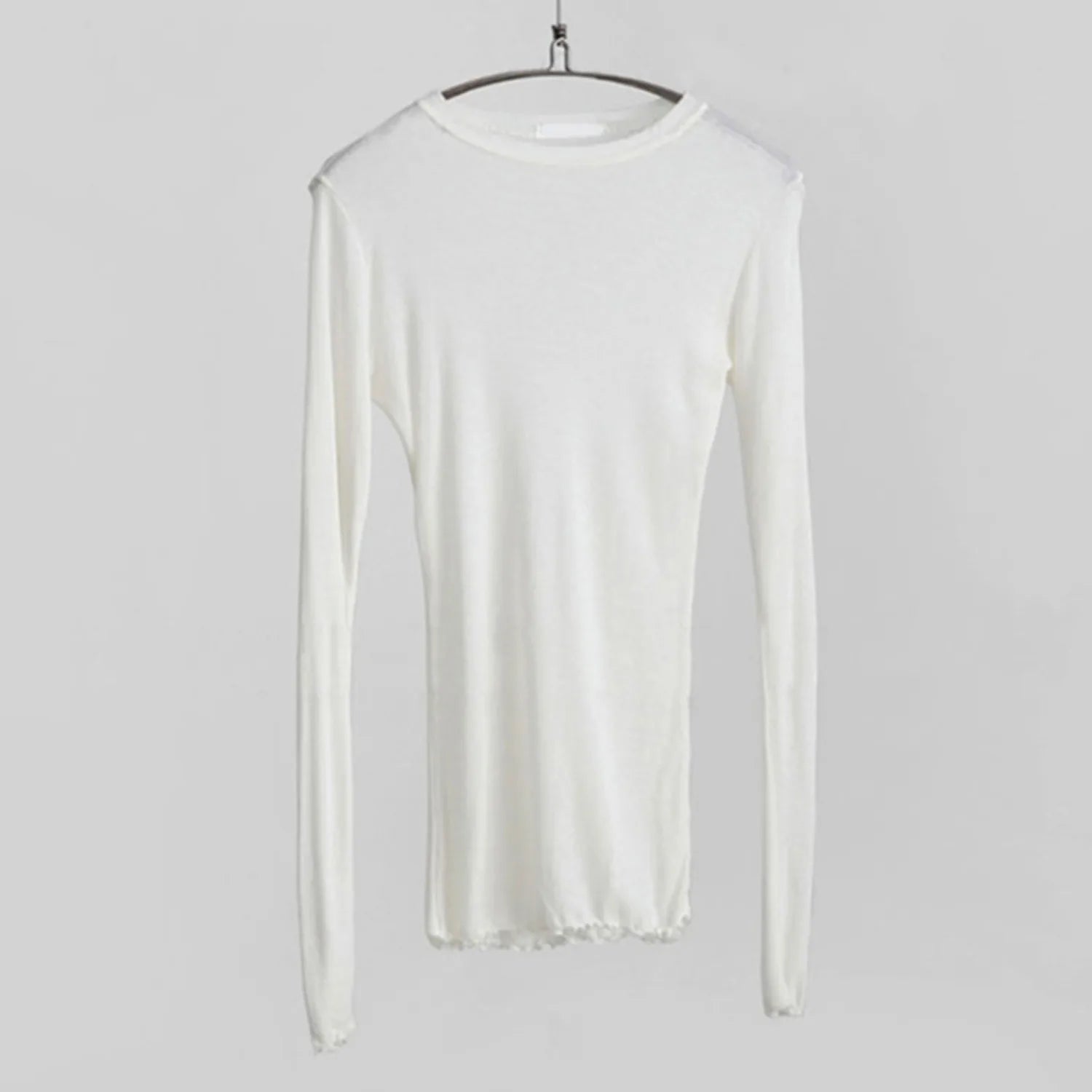 Women's thin, plain, stretchy, basic, long-sleeved t-shirt
