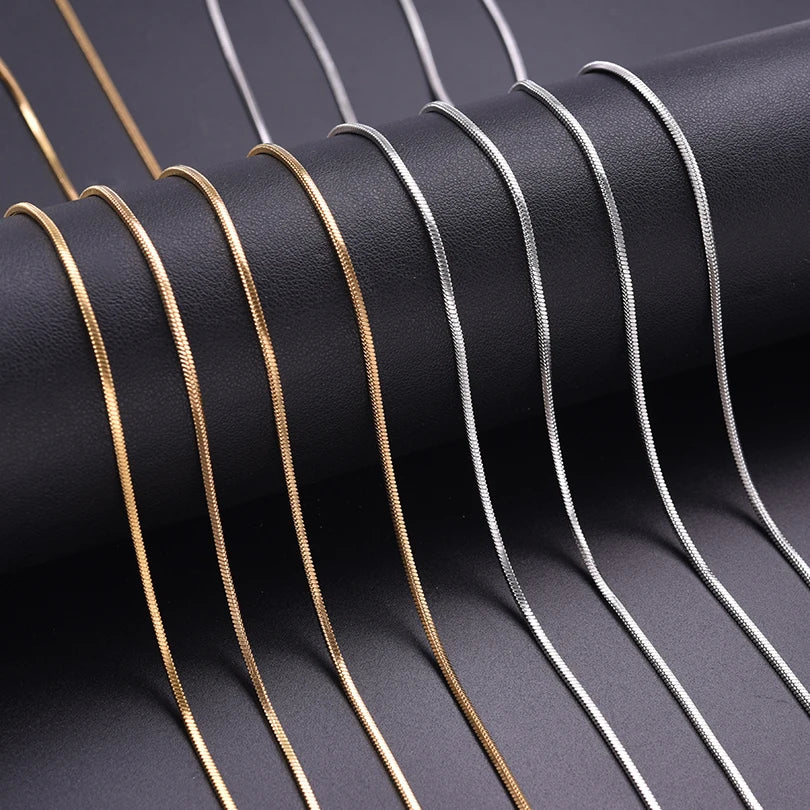 Long stainless steel chain necklace with snake