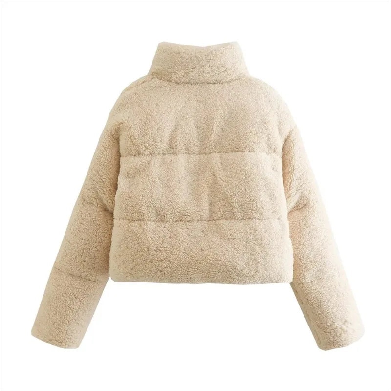 Women's short wool and cotton coat
